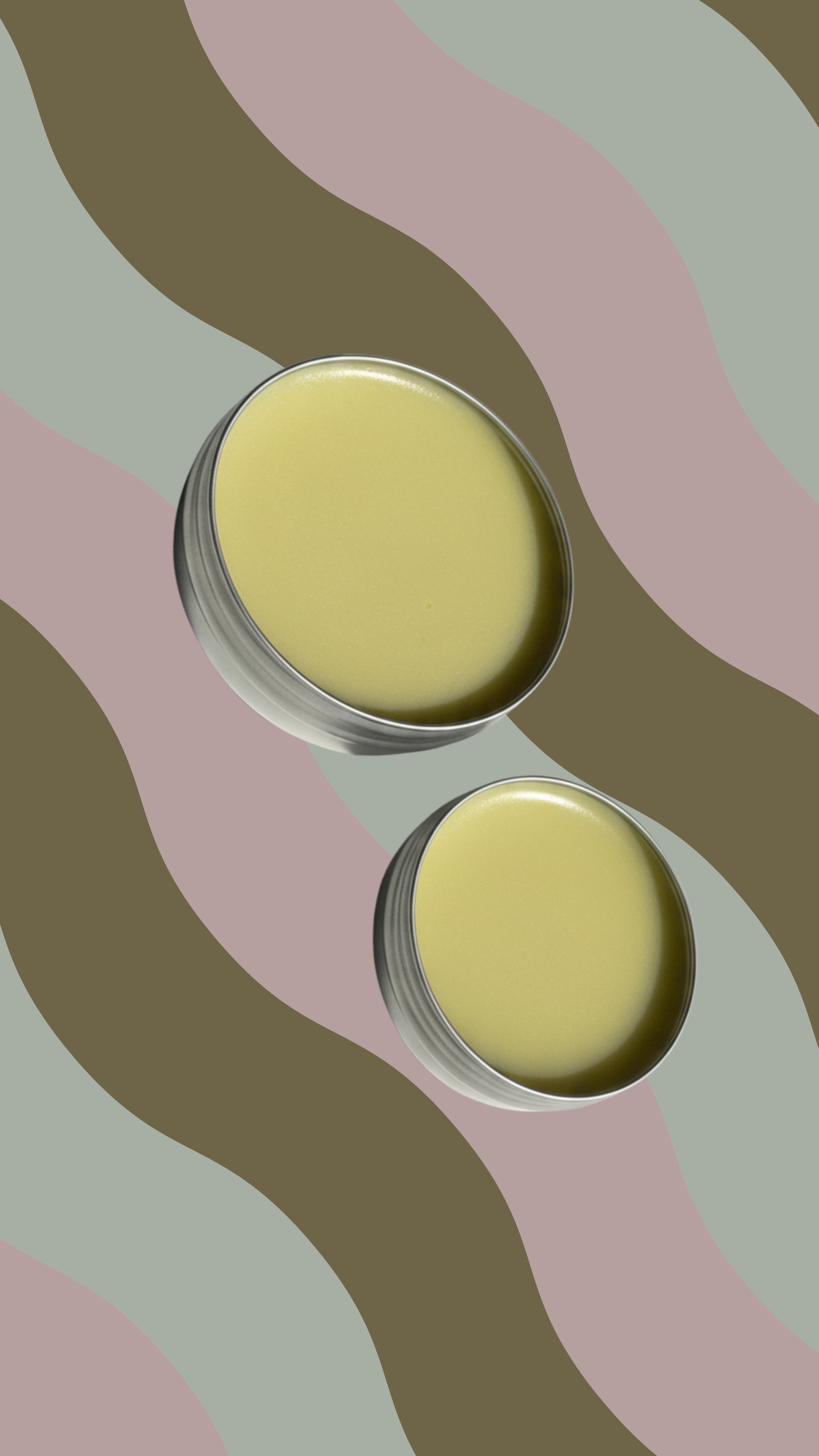 Beef tallow and honey balm two open silver tins showing smooth golden balm texture. Maxine's Soap Co.