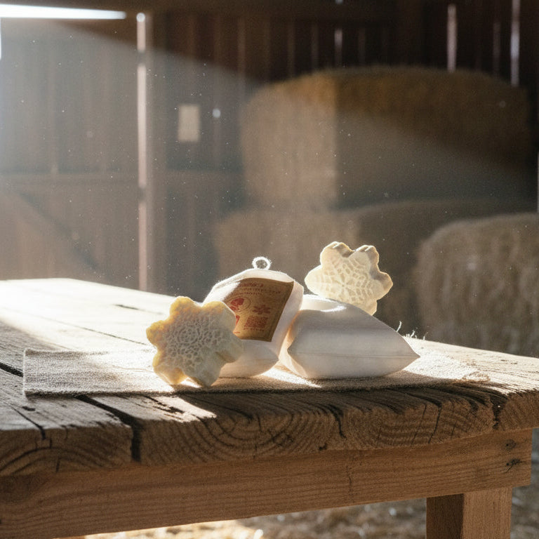 Maxine's Soap Co Christmas coconut oil peppermint snowflake soap in muslin pouch vegan holiday gift