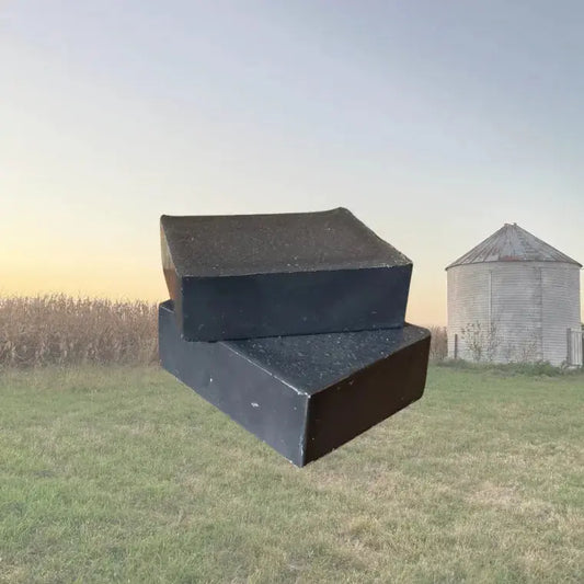 Unwrapped charcoal bar soap, small-batch beef tallow with olive oil; natural light scent, no added fragrance unless listed.
