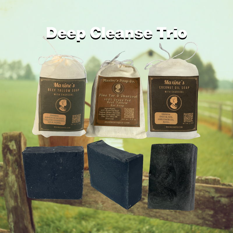 Deep cleanse trio sampler bundle with charcoal bar soaps