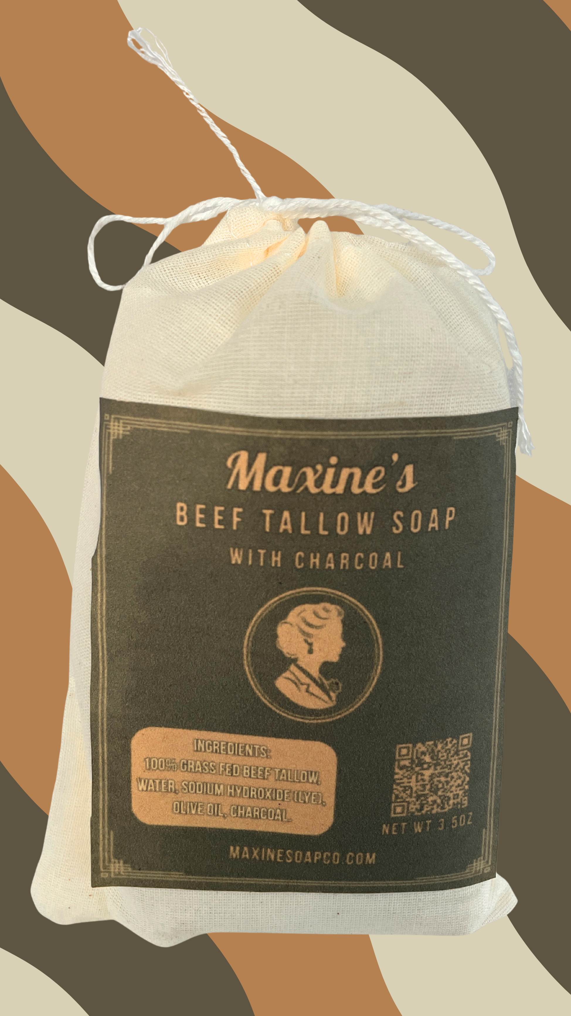 Maxine's Soap Co beef tallow charcoal bar soap handcrafted with activated charcoal for acne and oily skin