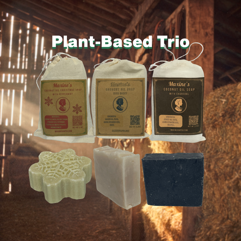 Plant-based trio sampler bundle with three coconut oil bar soaps