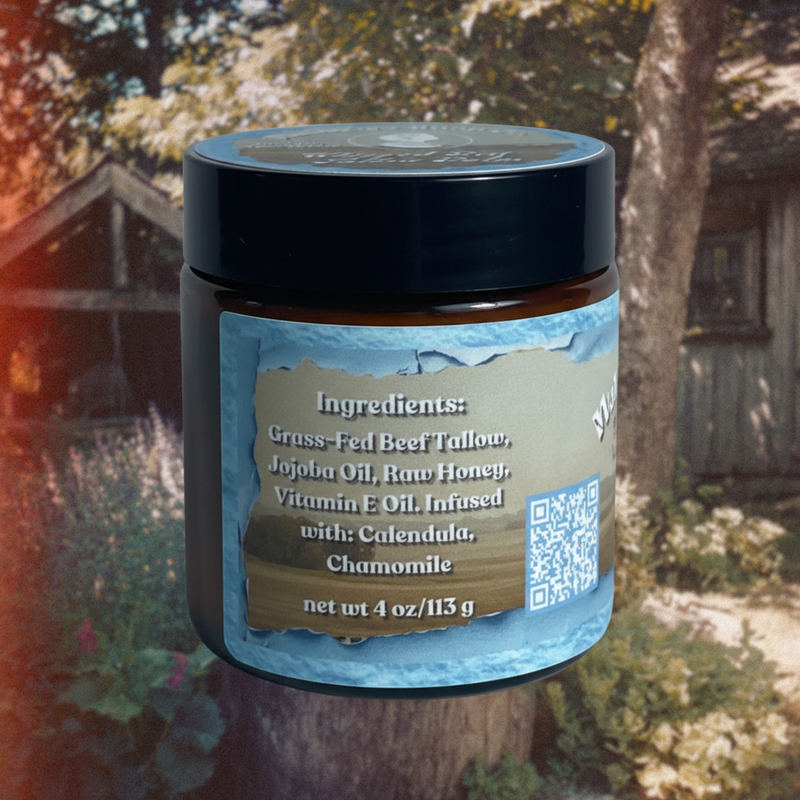 Whipped grass-fed beef tallow balm angled view
